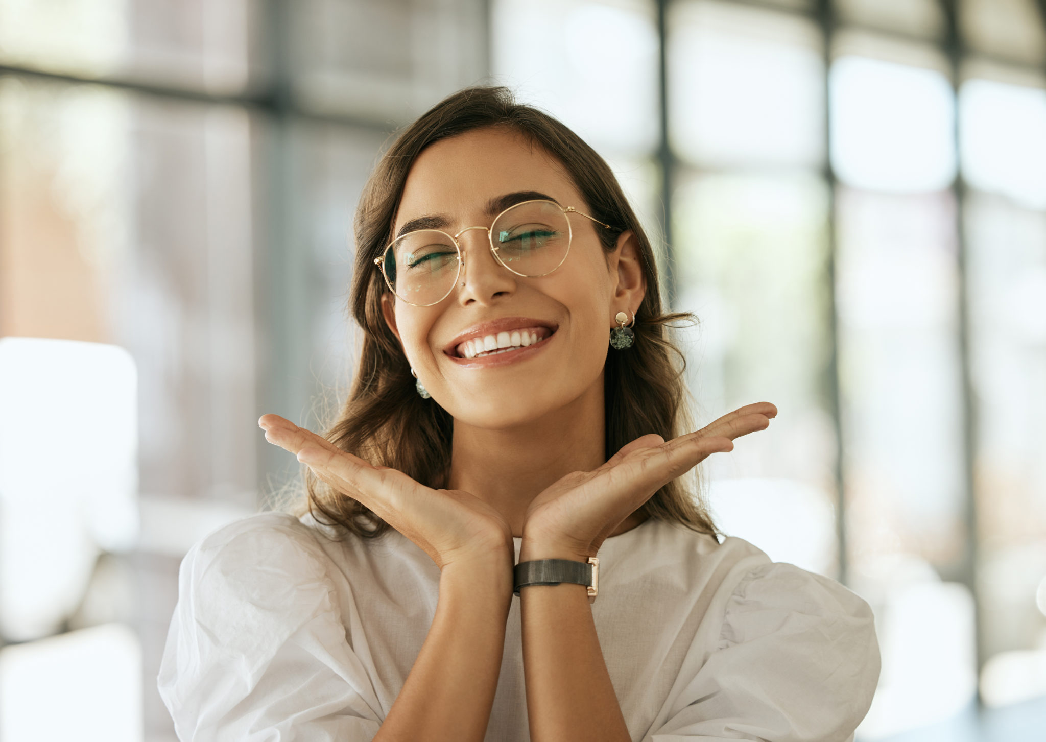 Pretty hispanic woman smiling